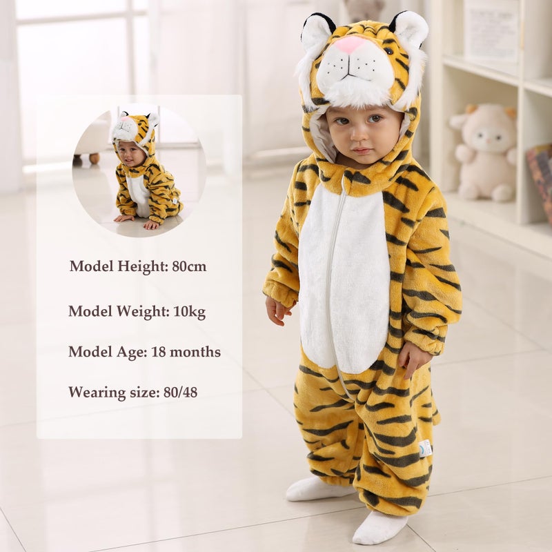 TONWHAR Kids' And Toddlers' Infant Tiger Dinosaur Animal Fancy Dress Costume Outfit Hooded Romper Jumpsuit (2-3T/Height:36"-39",Tiger) - Image 5